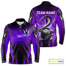 Load image into Gallery viewer, Personalized Purple Thunder Lightning Cobra Snake Bowling Shirts For Men, Bowling Team Jersey TDM4645