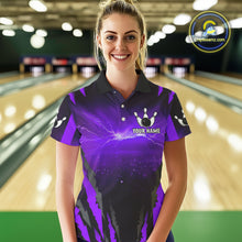 Load image into Gallery viewer, Personalized Purple Thunder Lightning Cobra Snake Bowling Shirts For Women, Bowling Team Jersey TDM4645