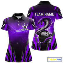 Load image into Gallery viewer, Personalized Purple Thunder Lightning Cobra Snake Bowling Shirts For Women, Bowling Team Jersey TDM4645