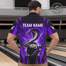 Load image into Gallery viewer, Personalized Purple Thunder Lightning Cobra Snake Bowling Shirts For Men, Bowling Team Jersey TDM4645