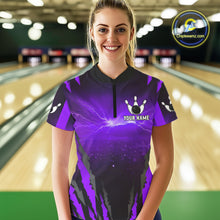 Load image into Gallery viewer, Personalized Purple Thunder Lightning Cobra Snake Bowling Shirts For Women, Bowling Team Jersey TDM4645