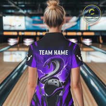Load image into Gallery viewer, Personalized Purple Thunder Lightning Cobra Snake Bowling Shirts For Women, Bowling Team Jersey TDM4645