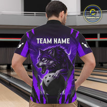 Load image into Gallery viewer, Purple Thunder Lightning Custom Wolf Bowling Shirts For Men, Bowling Team Jersey Polo &amp; 1/4 Zip TDM4646