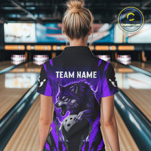 Load image into Gallery viewer, Purple Thunder Lightning Custom Wolf Bowling Shirts For Women, Bowling Team Jersey Polo &amp; 1/4 Zip TDM4646
