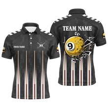 Load image into Gallery viewer, Funny Crack 9 Ball Pool Custom Men Billiard Polo &amp; 1/4 Zip Shirts, 9 Ball Pool Billiard Jerseys TDM3046