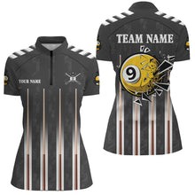 Load image into Gallery viewer, Funny Crack 9 Ball Pool Custom Women Billiard Polo &amp; 1/4 Zip Shirts, 9 Ball Pool Billiard Jerseys TDM3046