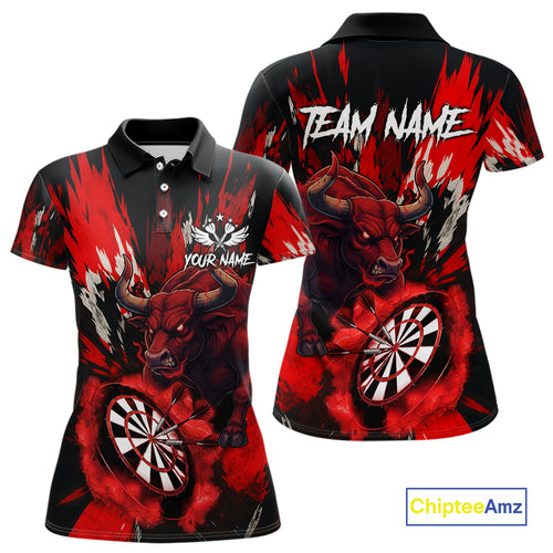 Personalized Red Dartboard Splash Bull Darts Shirt For Women Custom Dart Jersey Team Polo & 1/4 Zip TDM5276