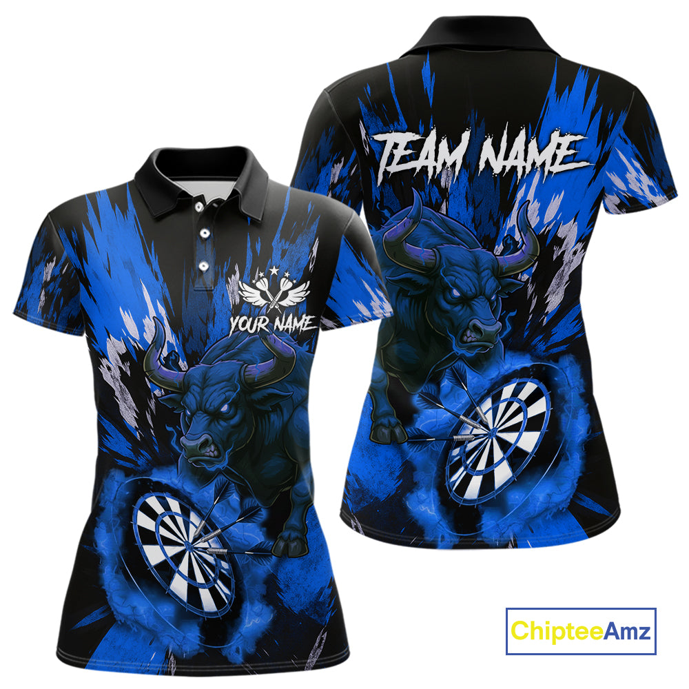 Personalized Blue Dartboard Splash Bull Darts Shirt For Women Custom Dart Jersey Team Polo & 1/4 Zip TDM5277
