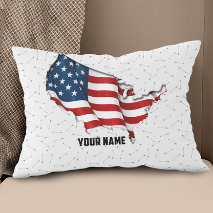 Personalized Patriotic American Flag Archery Arrows Pattern Throw Pillow TDM0797