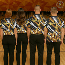 Load image into Gallery viewer, Custom Black And Gold Bowling Jersey For Women, Crown Bowling Team Shirts Polo &amp; Quarter Zip Shirts TDM6570