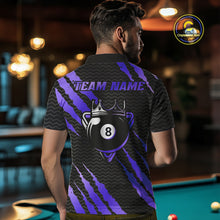 Load image into Gallery viewer, Black And Purple Scratch Billiard Shirt For Men Custom 8 Ball Crown Pool Team Jersey Polo, 1/4 Zip TDM4240