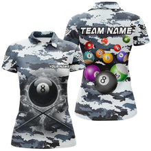 Load image into Gallery viewer, Personalized 8 Ball Pool Smoke Billiard Shirts For Women Custom Camo Billiard Balls Team Jerseys TDM2084