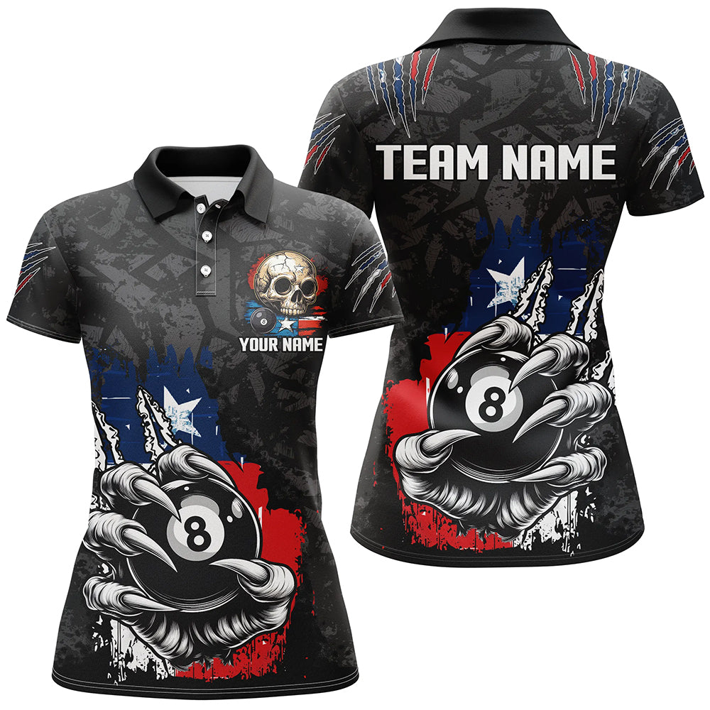 Funny Claw Tearing Texas Flag 8 Ball Pool Custom Billiard Shirts For Women, Patriotic Billiard Jersey TDM2320