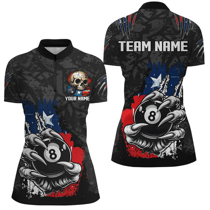 Funny Claw Tearing Texas Flag 8 Ball Pool Custom Billiard Shirts For Women, Patriotic Billiard Jersey TDM2320