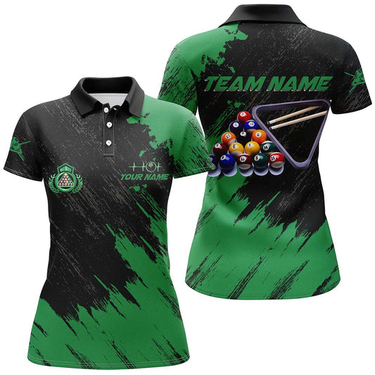 Personalized Billiards Balls Painted Green Version All Over Print Billiard Polo Shirts For Women TDM0186