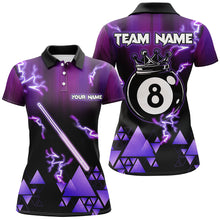 Load image into Gallery viewer, Purple Neon Light Pool Cue 8 Ball Crown Billiard Shirt For Women Custom Team League Billiard Jerseys TDM3290