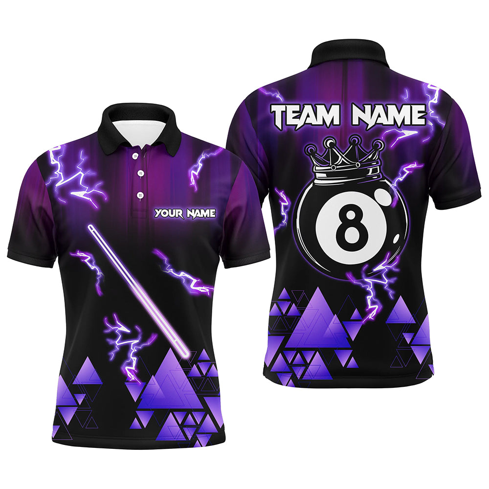 Purple Neon Light Pool Cue 8 Ball Crown Billiard Shirt For Men Custom Team League Billiard Jerseys TDM3290