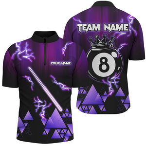 Purple Neon Light Pool Cue 8 Ball Crown Billiard Shirt For Men Custom Team League Billiard Jerseys TDM3290