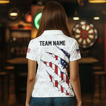 Load image into Gallery viewer, Personalized American Flag Darts Pattern Polo &amp; Quarter-Zip Shirts For Women, Patriotic Darts Jerseys TDM1675