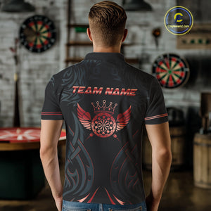 Black And Red Dartboard Crown Wings Custom Darts Shirt For Men, Darts Team Jerseys Polo & 1/4 Zip TDM4421