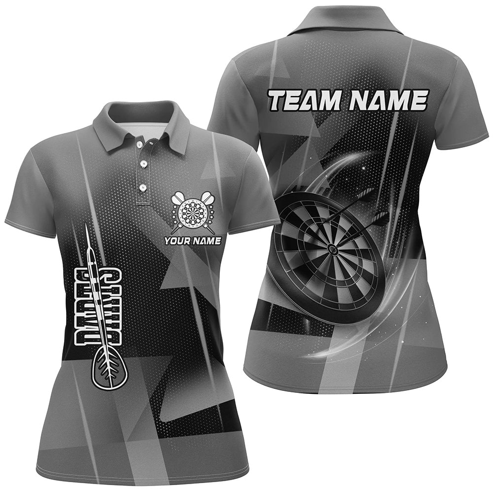 Personalized Darts Polo & Quarter-Zip 3D Printed Shirts For Women Custom Grey Darts Team Jersey TDM2575