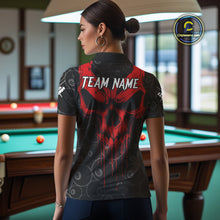 Load image into Gallery viewer, Personalized Skull 8 Ball Billiard Shirt For Women Custom Pool Team Jersey Polo &amp; 1/4 Zip |Red TDM5069
