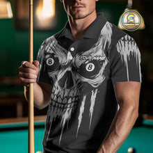 Load image into Gallery viewer, White Black Grunge Skull Billiard Jersey For Women Custom 8 Ball Pool Billiard Shirt Polo &amp; 1/4 Zip TDM5073