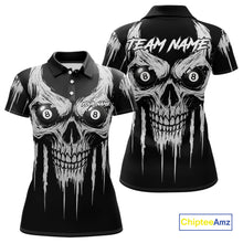 Load image into Gallery viewer, White Black Grunge Skull Billiard Jersey For Women Custom 8 Ball Pool Billiard Shirt Polo &amp; 1/4 Zip TDM5073