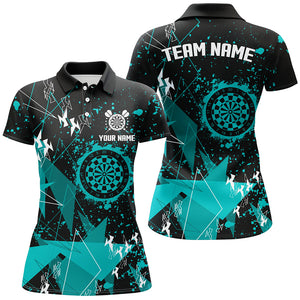 Personalized Grunge Turquoise Darts Polo & Quarter Zip Custom Dart Shirts For Women Dart Jerseys TDM3297