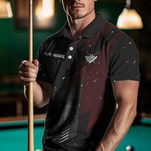 Load image into Gallery viewer, Grunge Black And Red 8 Ball Pool Lights Men&#39;s Billiard Shirts Custom Billiard Jersey Polo &amp; 1/4 Zip TDM3780