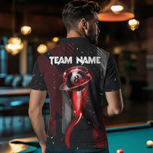 Load image into Gallery viewer, Grunge Black And Red 8 Ball Pool Lights Men&#39;s Billiard Shirts Custom Billiard Jersey Polo &amp; 1/4 Zip TDM3780