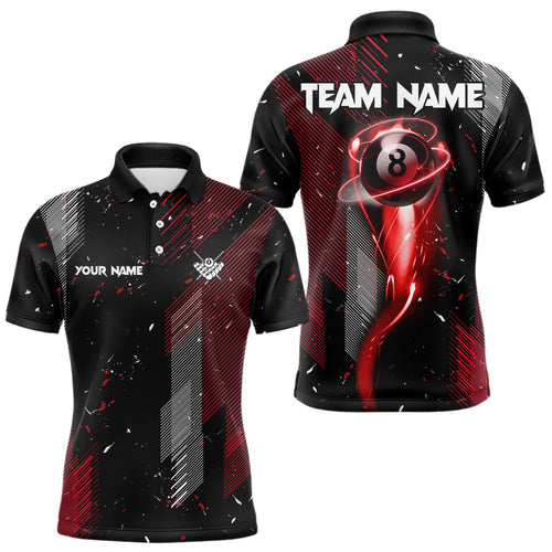 Grunge Black And Red 8 Ball Pool Lights Men's Billiard Shirts Custom Billiard Jersey Polo & 1/4 Zip TDM3780