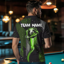 Load image into Gallery viewer, Grunge Black &amp; Green 8 Ball Pool Lights Men&#39;s Billiard Shirts Custom Billiard Jersey Polo &amp; 1/4 Zip TDM3781