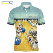 Load image into Gallery viewer, Funny Strike Bowling Polo &amp; Quarter Zip For Men Custom Bowling Team Jersey, Bowling Outfit TDM6168