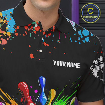 Colorful Funny Bowling Jersey For Men Custom Bowling Team Shirts Polo & 1/4 Zip, Bowling Gifts TDM6589