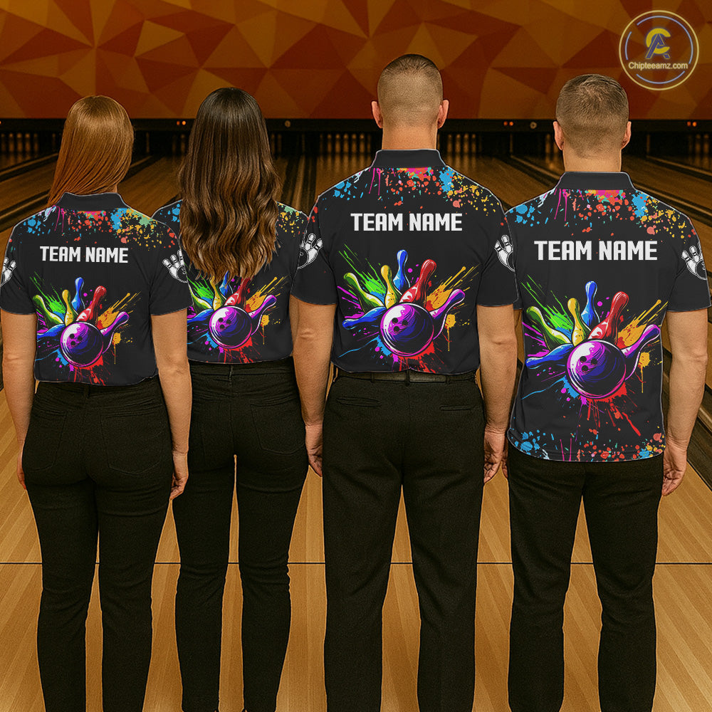 Colorful Funny Bowling Jersey For Men Custom Bowling Team Shirts Polo & 1/4 Zip, Bowling Gifts TDM6589