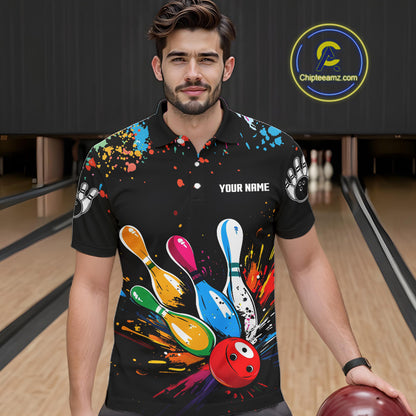 Funny Colorful Bowling Shirts For Men Custom Bowling Team Jersey Polo & 1/4 Zip, Bowling Gifts TDM6590