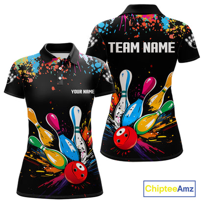 Funny Colorful Bowling Shirts For Women Custom Bowling Team Jersey Polo & 1/4 Zip, Bowling Gifts TDM6590