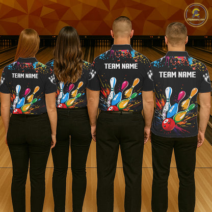 Funny Colorful Bowling Shirts For Men Custom Bowling Team Jersey Polo & 1/4 Zip, Bowling Gifts TDM6590