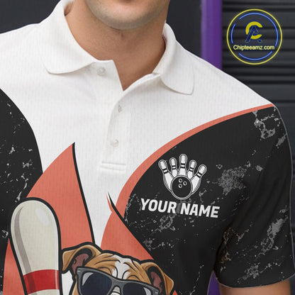 Personalized Funny Bulldog Bowling Shirts For Men Custom Bowling Team Jersey Polo & 1/4 Zip TDM6595