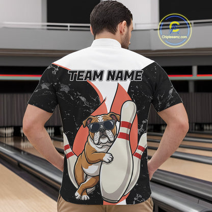 Personalized Funny Bulldog Bowling Shirts For Men Custom Bowling Team Jersey Polo & 1/4 Zip TDM6595
