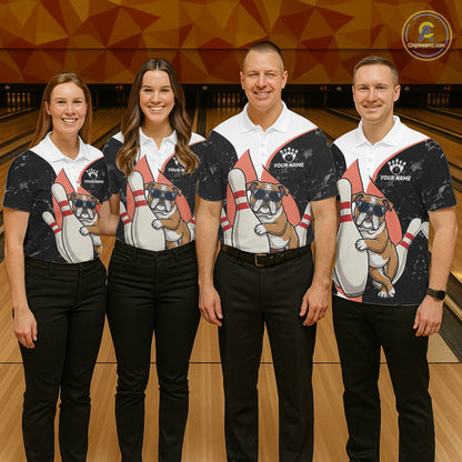 Personalized Funny Bulldog Bowling Shirts For Men Custom Bowling Team Jersey Polo & 1/4 Zip TDM6595