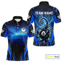 Load image into Gallery viewer, Personalized Thunder Lightning Scorpion Billiard Shirt For Men, 8 Ball Billiard Team Jerseys |Blue TDM4867