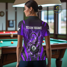 Load image into Gallery viewer, Personalized Thunder Lightning Scorpion Billiard Shirt For Women, 8 Ball Billiard Team Jersey|Purple TDM4868