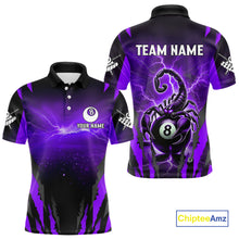 Load image into Gallery viewer, Personalized Thunder Lightning Scorpion Billiard Shirt For Men, 8 Ball Billiard Team Jersey |Purple TDM4868