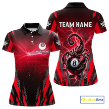 Load image into Gallery viewer, Personalized Thunder Lightning Scorpion Billiard Shirt For Women, 8 Ball Billiard Team Jerseys |Red TDM4869