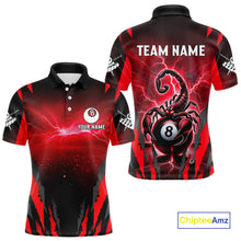 Load image into Gallery viewer, Personalized Thunder Lightning Scorpion Billiard Shirt For Men, 8 Ball Billiard Team Jerseys |Red TDM4869