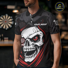 Load image into Gallery viewer, Personalized Funny Skull Darts Shirts For Men Custom Darts Jersey Team Polo &amp; Quarter Zip | Red TDM5295