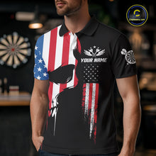 Load image into Gallery viewer, American Flag Skull Darts Shirt For Men Custom Patriotic Darts Jersey Team Polo &amp; 1/4 Zip TDM5299