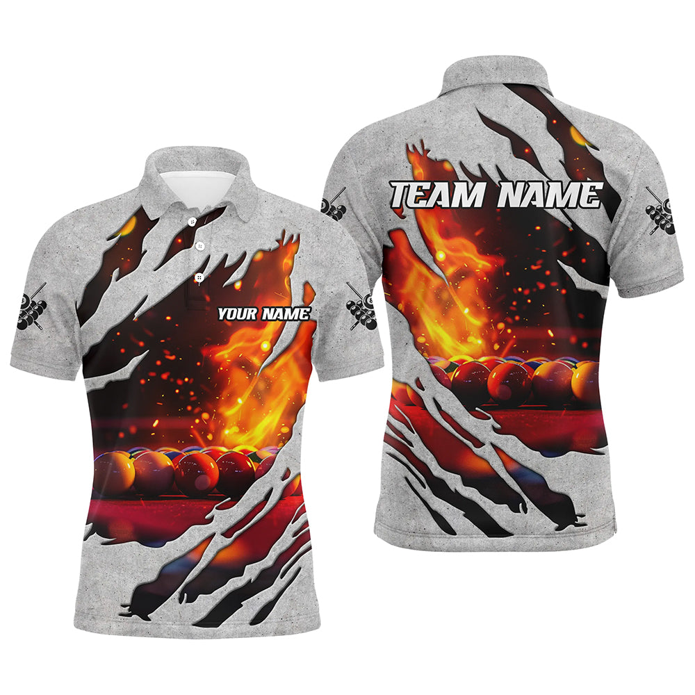 Personalized Billiard Balls Fire Flame 3D Printed Men Billiard Shirts, Billiard Apparel Clothing TDM1898